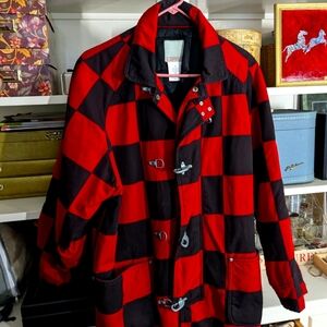 Esprit Fireman's Checkerboard Jacket in Red and Black Mens